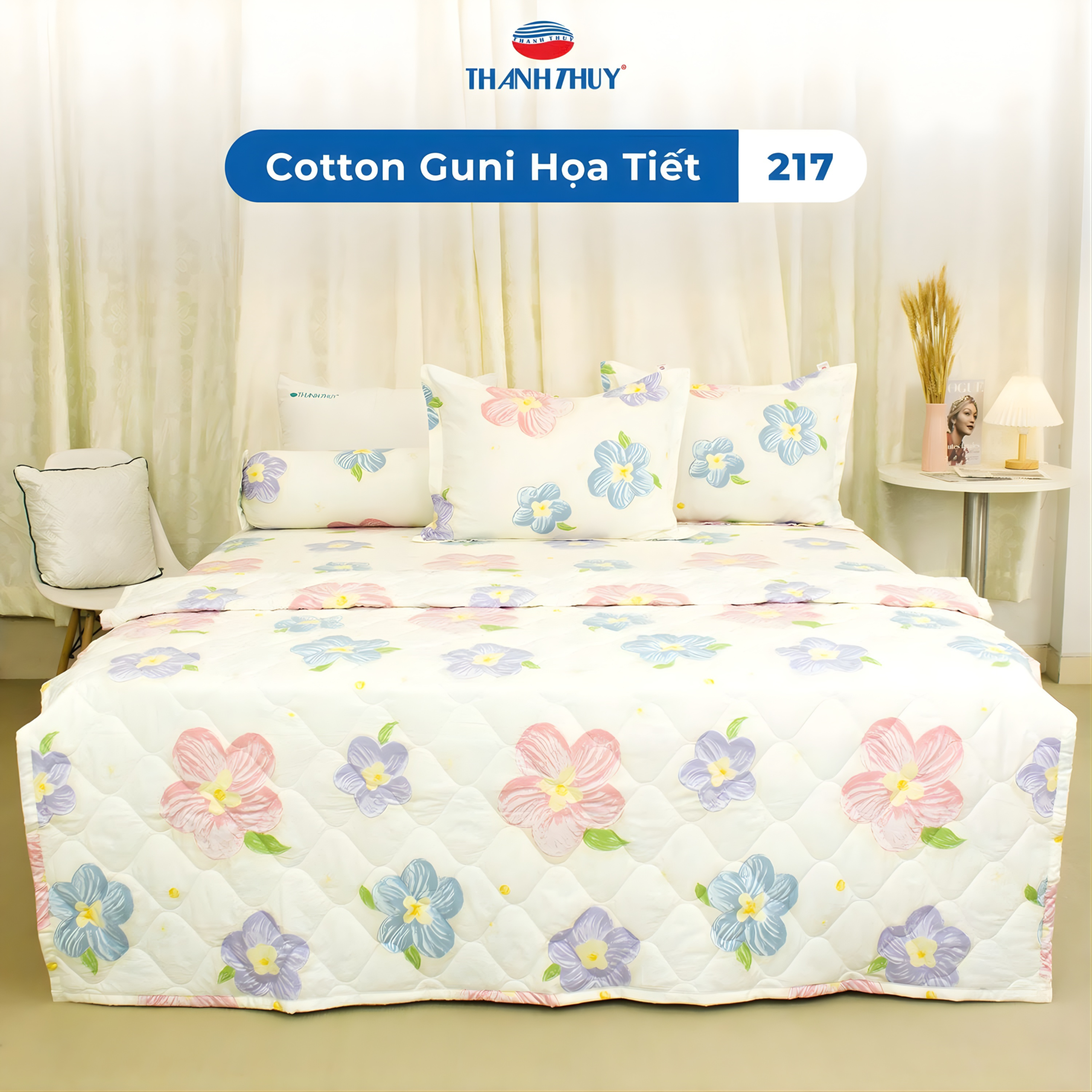 Hướng dẫn bảo quản bộ chăn ga gối đẹp như mới 17 Cotton Gumi họa tiết 217