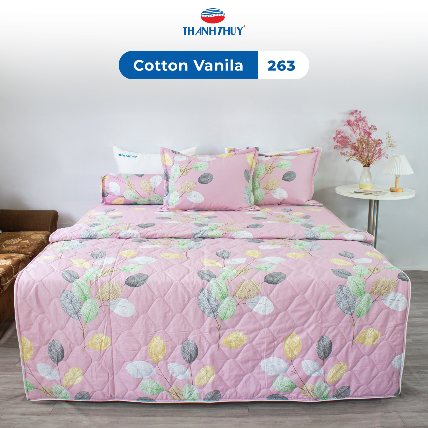 Bộ chăn ga gối đệm Cotton Vanila 263