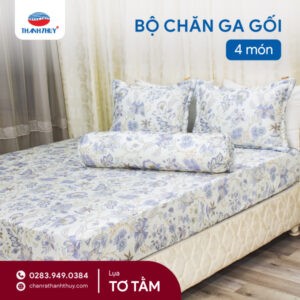 Bộ Chăn Ga Gối 4 Món Lụa Tơ Tằm (Tencel 60s) - Mượt Mà, Đẳng Cấp