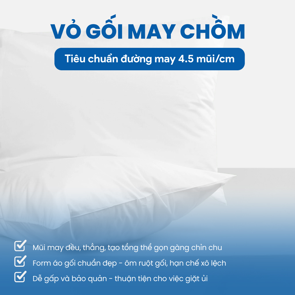 Áo gối trắng trơn may chồm (Hay còn gọi là áo gối bì thư - envelope pillowcase)