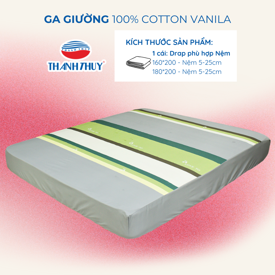 Ga giường - 100% Cotton Vanila thoáng mát (Không gồm vỏ gối) - THANH THUY