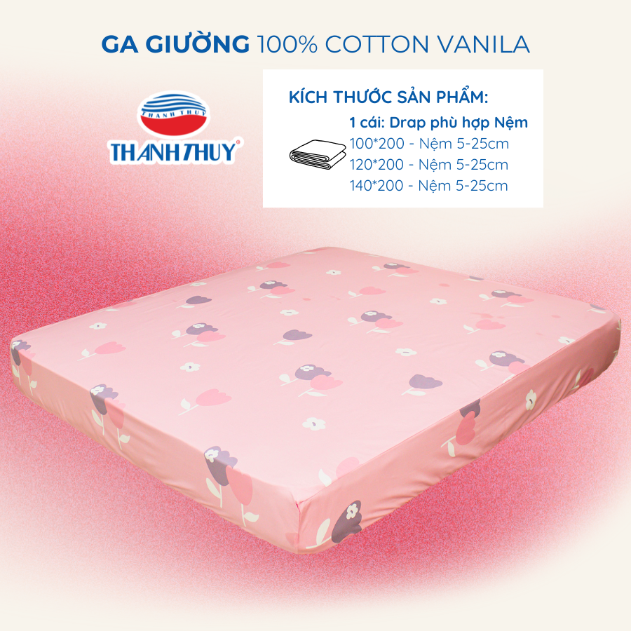 Ga giường 1m, 1m2, 1m4 - 100% Cotton Vanila thoáng mát (Không gồm vỏ gối) (2)