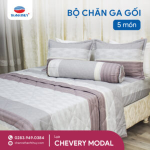 Bộ Chăn Ga Gối 5 Món Lụa Chevery Modal (Tencel Modal) - Êm Ái, Bền Đẹp