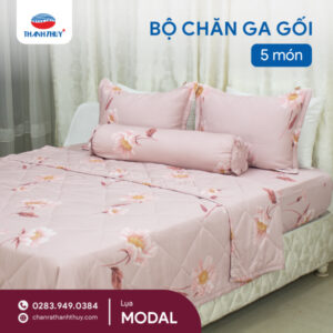 Bộ Chăn Ga Gối  5 Món Lụa Modal - Mềm Mịn Tự Nhiên, Đẹp Sang Từng Chi Tiết