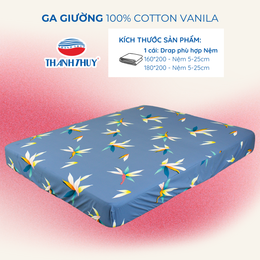 Ga giường - 100% Cotton Vanila thoáng mát (Không gồm vỏ gối) (2)