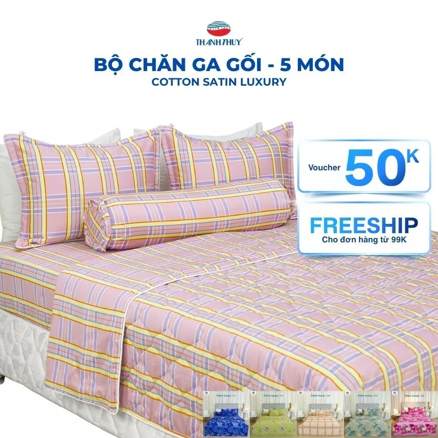 Bộ Chăn Ga Gối 5 Món Satin Luxury - Vẻ Đẹp Óng Ả, Quý Phái Từ Chất Liệu