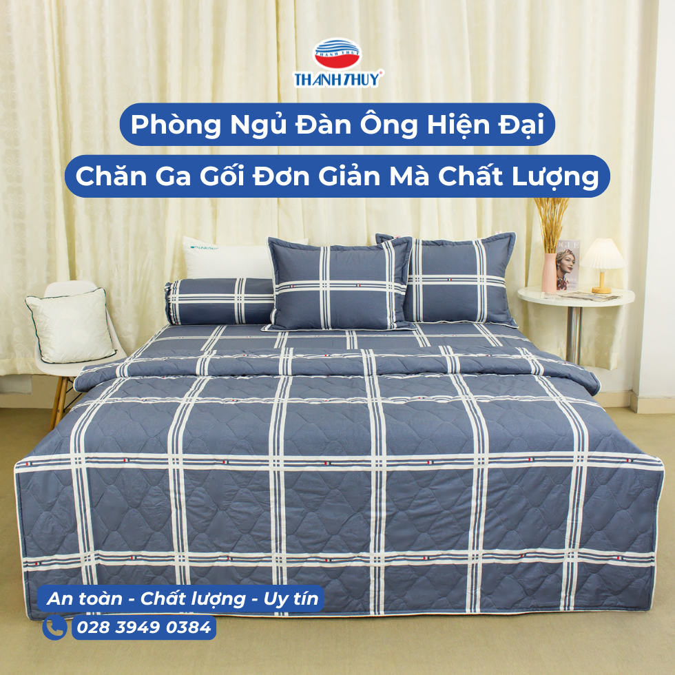 Phòng Ngủ Đàn Ông Hiện Đại, Chăn Ga Gối Đơn Giản Mà Chất Lượng