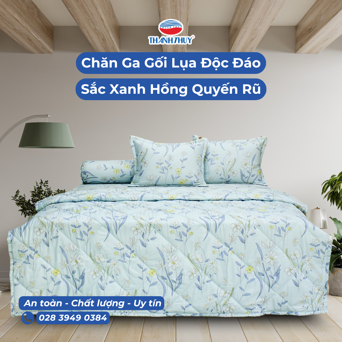 Sắc Xanh Hồng Quyến Rũ: Chăn Ga Gối Lụa Độc Đáo Cho Giấc Ngủ Hoàn Hảo