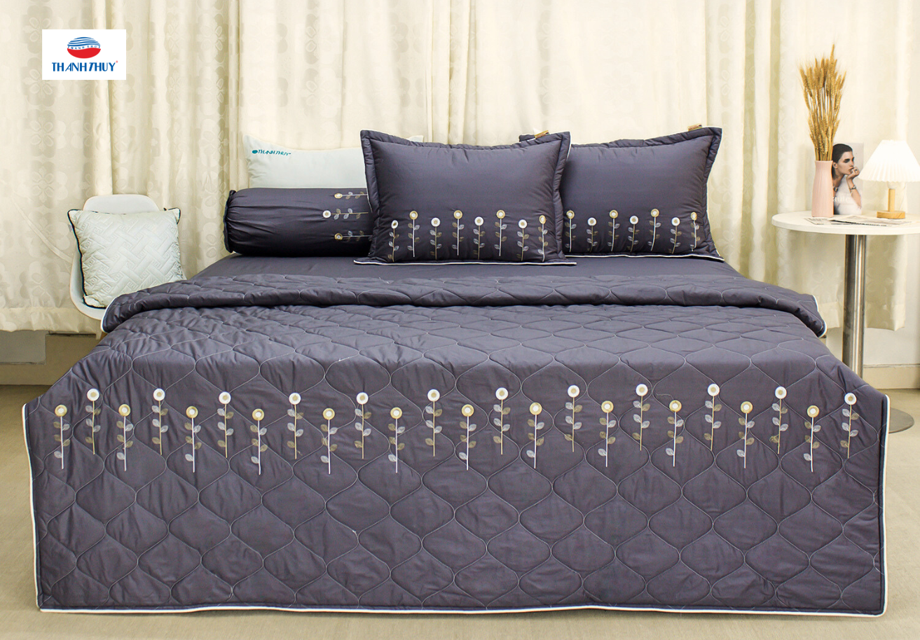 Vẻ đẹp vượt thời gian của Cotton Sateen (Thêu Chân) Màu Xám