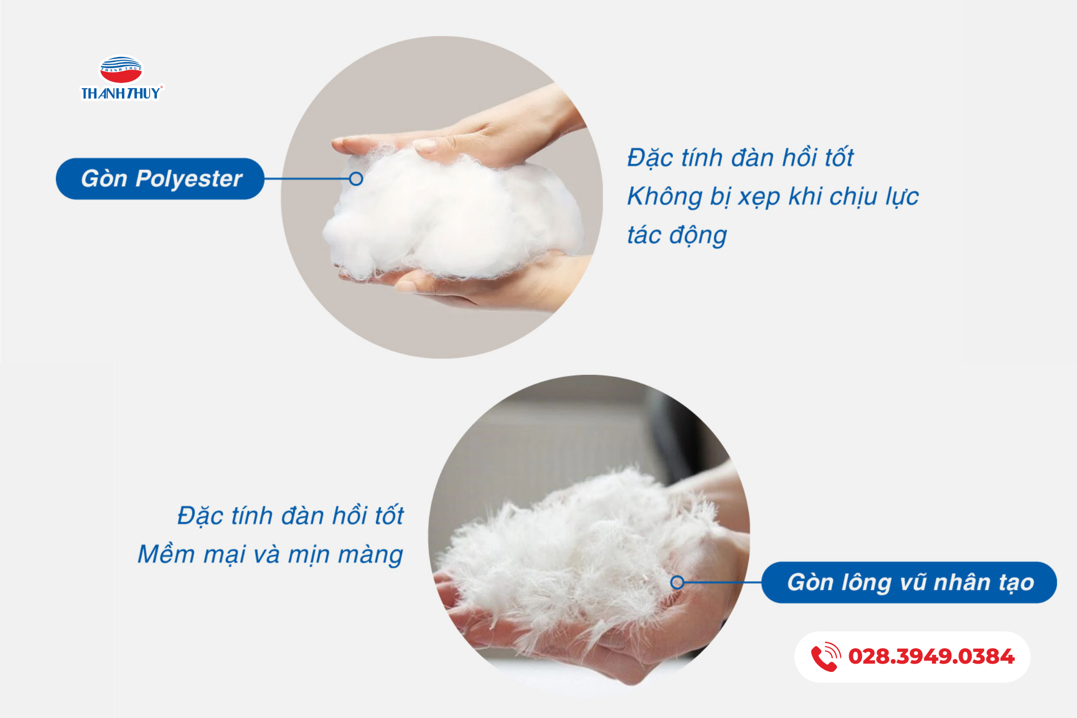 Chất liệu bên trong Ruột gối nằm và ôm