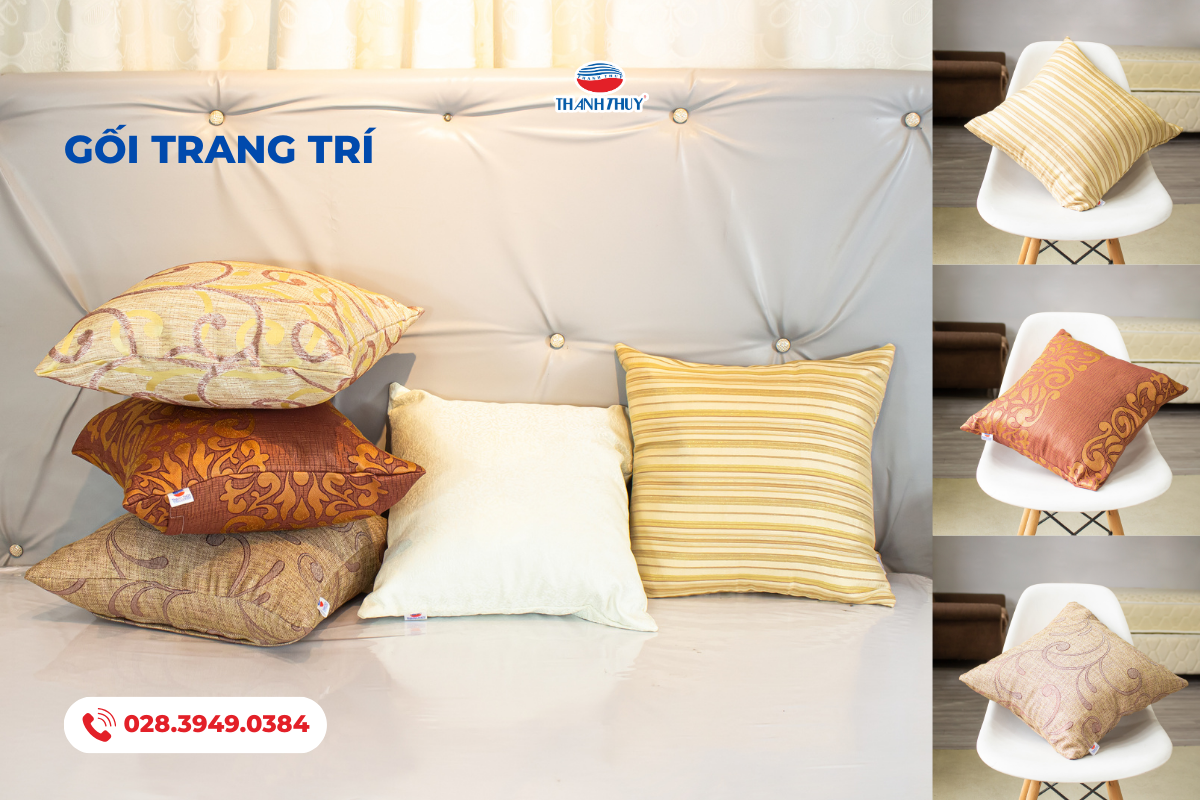 Gối trang trí là sự tinh tế tạo điểm nhấn cho phòng ngủ