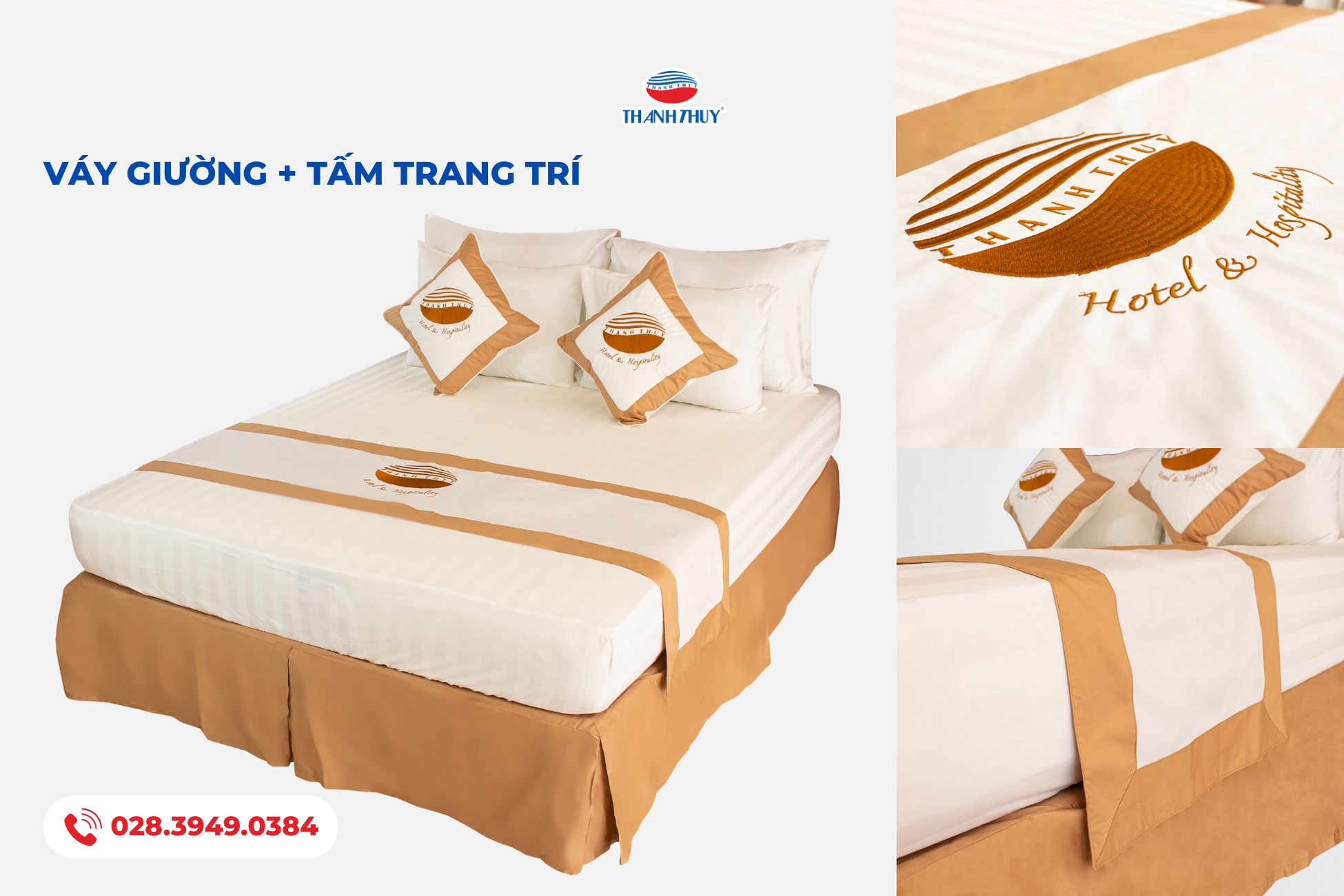 Váy giường và Tấm trang trí, chiếc giường phòng ngủ khách sạn thêm sang trọng và đẳng cấp hơn