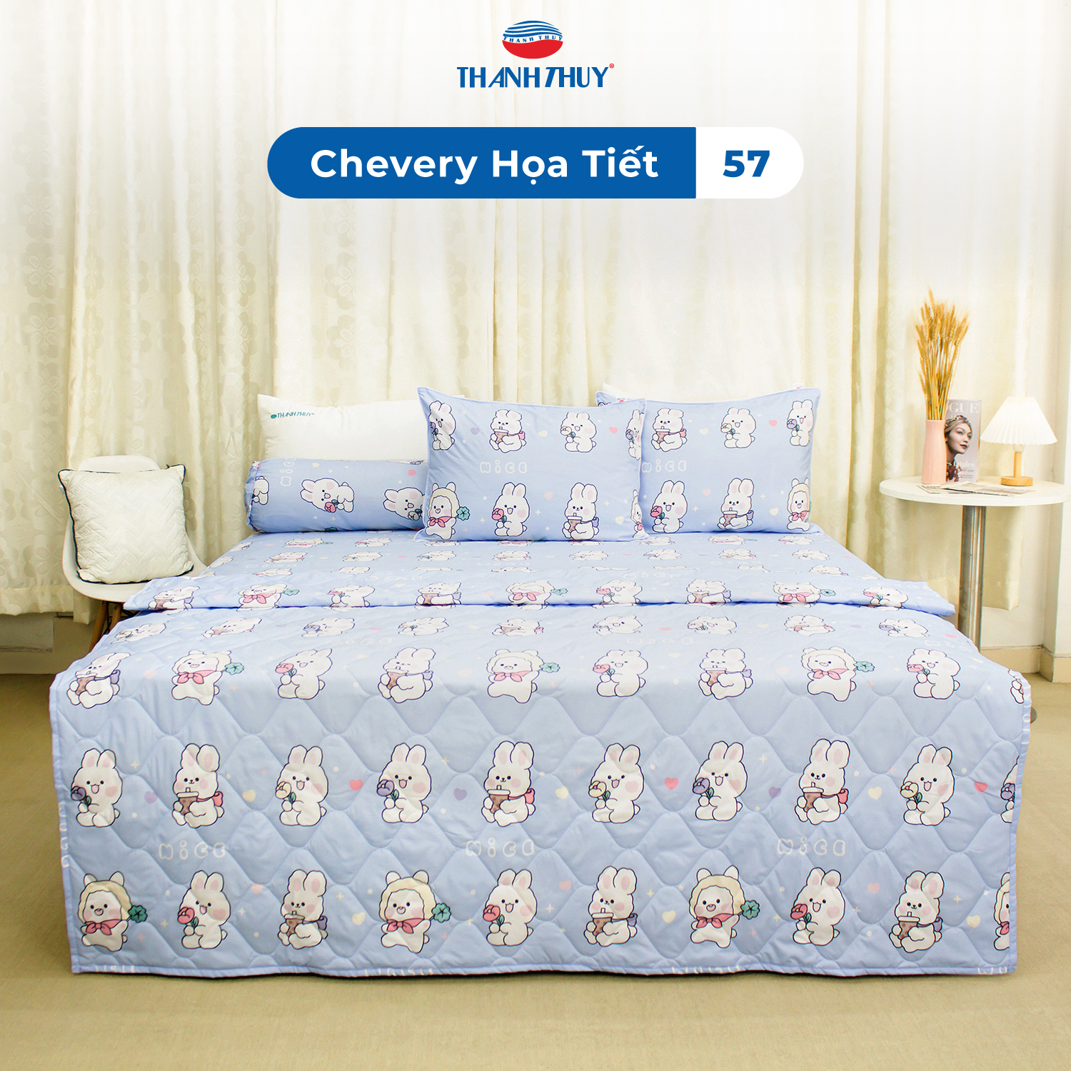 Bộ Ga Bọc Microfiber Chevery Họa Tiết 57