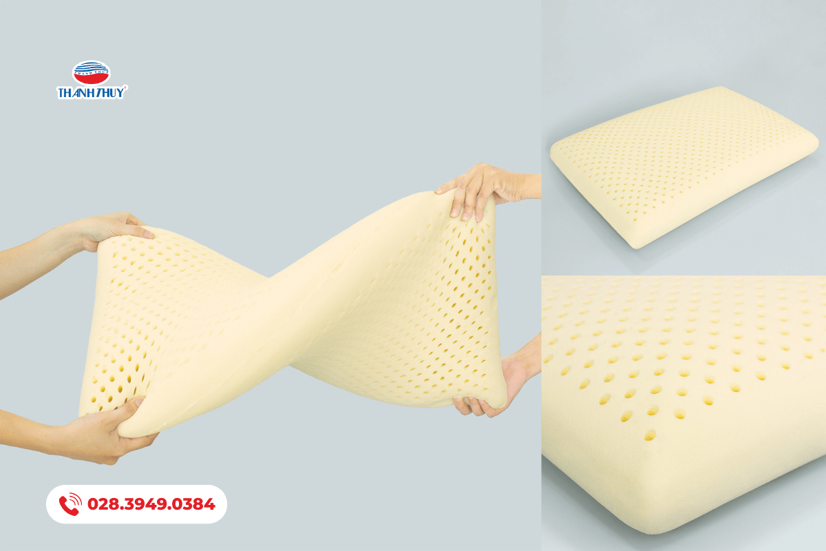 Gối cao su nhà Thanh Thủy giúp nâng đỡ cột sống, giảm đau vai gáy