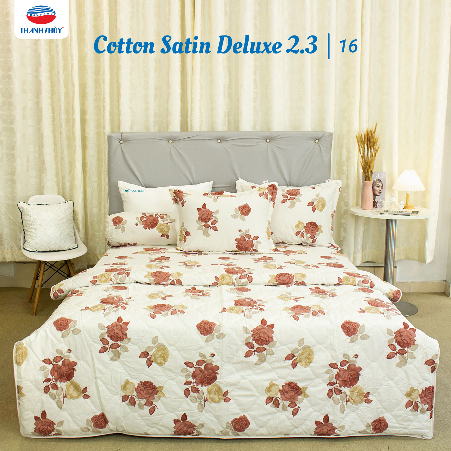 Bộ Ga Bọc Cotton Satin Deluxe 16
