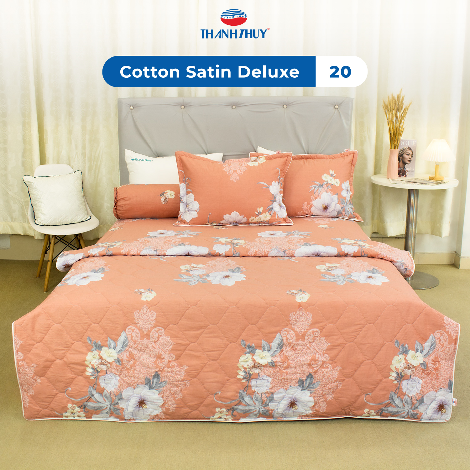 Bộ Ga Bọc Cotton Satin Deluxe 20
