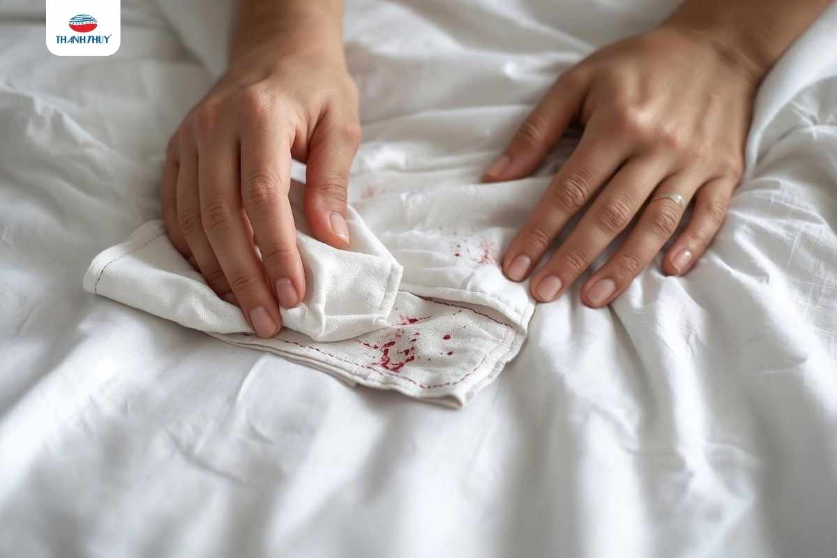 Những vết máu khó tẩy trên chăn ga gối đệm nhà bạn