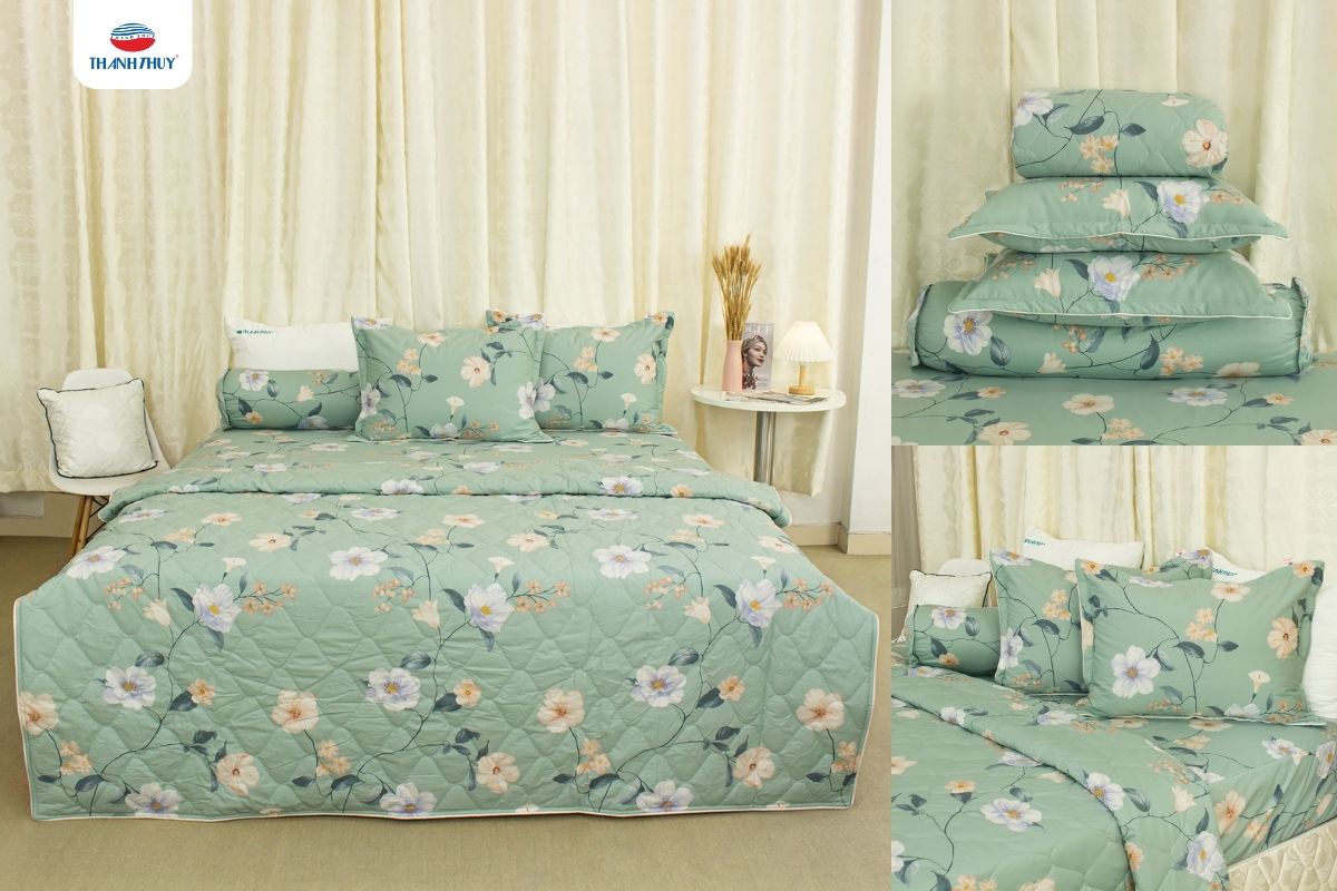 Chăn Ga Gối Màu Matcha: Xu Hướng Tối Giản & Tươi Mát Dành Cho Giới Trẻ 11 Bộ chăn ga gối Cotton Satin Deluxe 18 lại mang đến sự trẻ trung chưa từng có