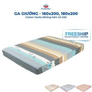 Ga giường - 100% Cotton Vanila thoáng mát (Không gồm vỏ gối) (2)