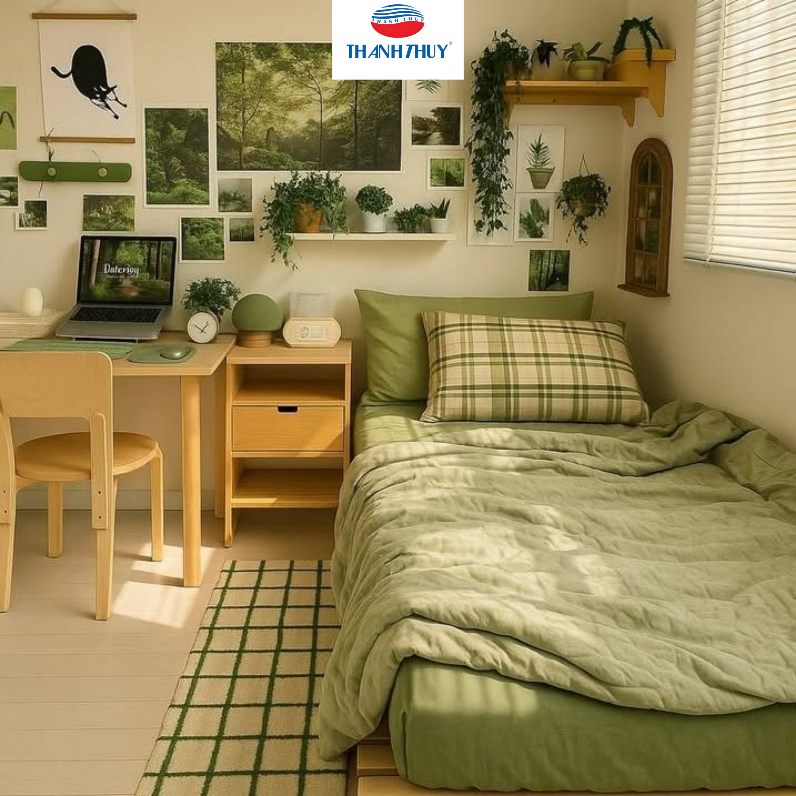 Chăn Ga Gối Màu Matcha: Xu Hướng Tối Giản & Tươi Mát Dành Cho Giới Trẻ 22 Không gian ngăn nắp sẽ khiến tâm trạng của bạn trở nên thoải mái