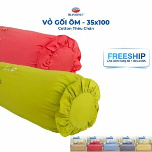 Vỏ Gối Ôm Cotton Thêu Chân - Thoáng Mát, Trang Nhã