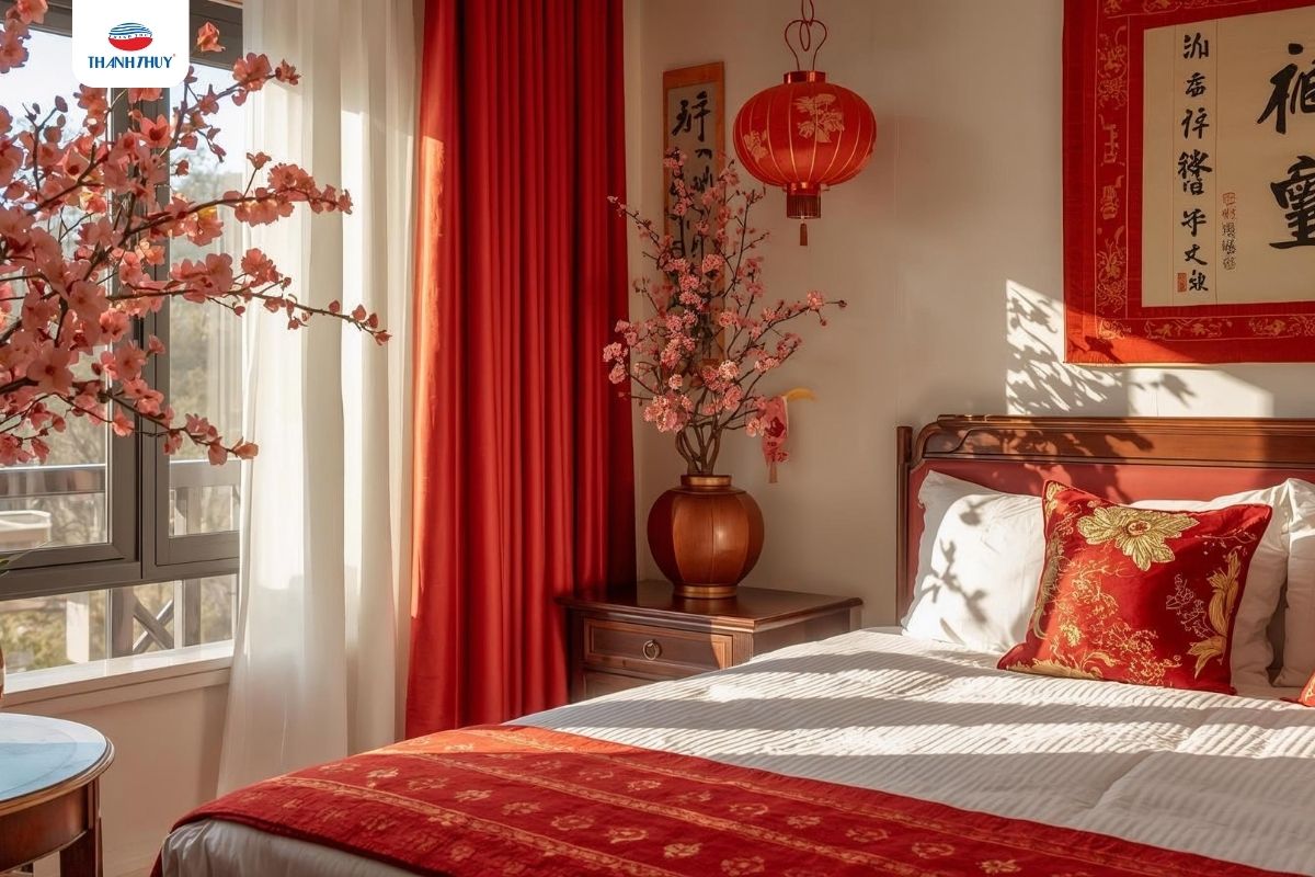 Chăn Ga Gối Đệm Màu Đỏ Tết: Sắc Xuân Ấm Áp Cho Không Gian Phòng Ngủ 13 Chăn ga gối dịp Tết