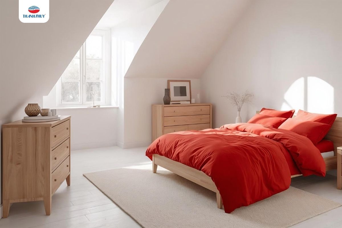 Chăn Ga Gối Đệm Màu Đỏ Tết: Sắc Xuân Ấm Áp Cho Không Gian Phòng Ngủ 9 Phòng ngủ mang phong cách hiện đại
