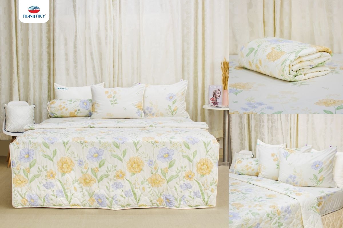 Chăn Ga Gối Đệm Và Hành Trình Tìm Lại Sự Bình Yên Trong Không Gian Phòng Ngủ 10 Họa tiết hoa trên bộ chăn ga gối Cotton Guni giúp bạn hòa hợp với thiên nhiên