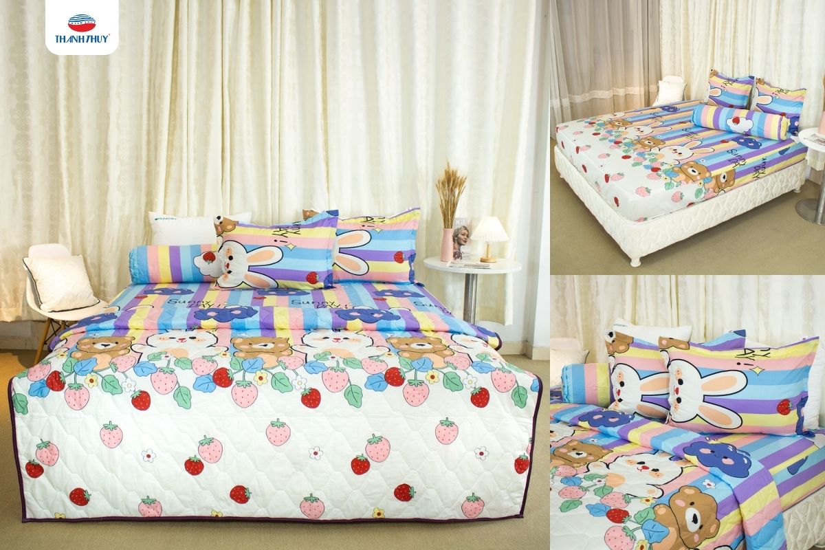 Gợi Ý Chăn Ga Gối Đệm Cho Em Bé Họa Tiết Dễ Thương, An Toàn Cho Giấc Ngủ Của Bé 10 Bộ chăn ga gối Cotton dành cho bé gái dễ thương