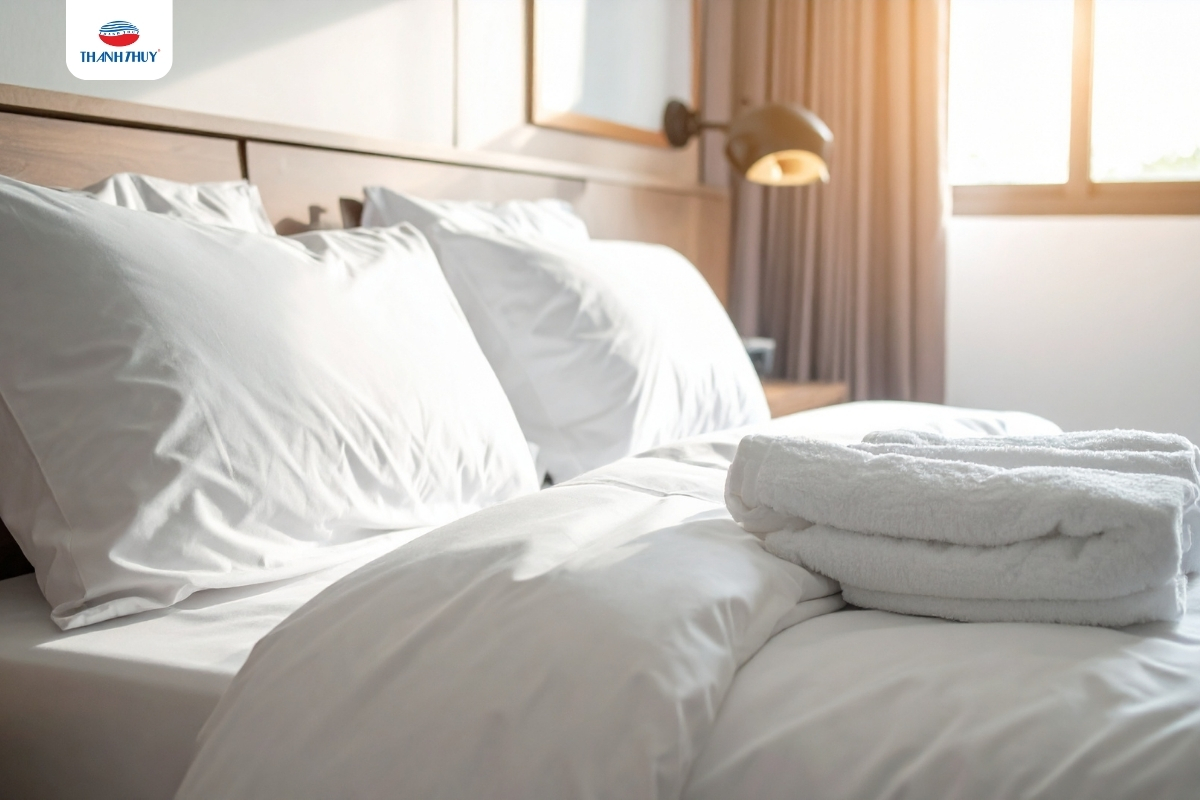 Chăn Ga Khách Sạn 3–5 Sao – Tiêu Chuẩn Giấc Ngủ Cao Cấp Định Hình Trải Nghiệm Lưu Trú 11 Chăn ga gối nhà Chăn Ra Thanh Thủy có độ bền vượt trội