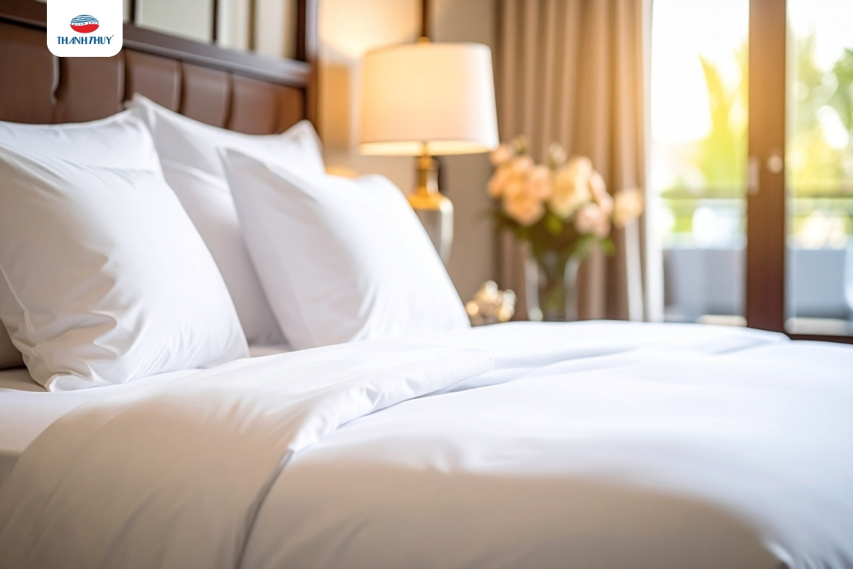 Chăn Ga Khách Sạn 3–5 Sao – Tiêu Chuẩn Giấc Ngủ Cao Cấp Định Hình Trải Nghiệm Lưu Trú 8 Chất liệu của chăn ga gối là yếu tố quan trọng nâng cao chất lượng giấc ngủ khách hàng