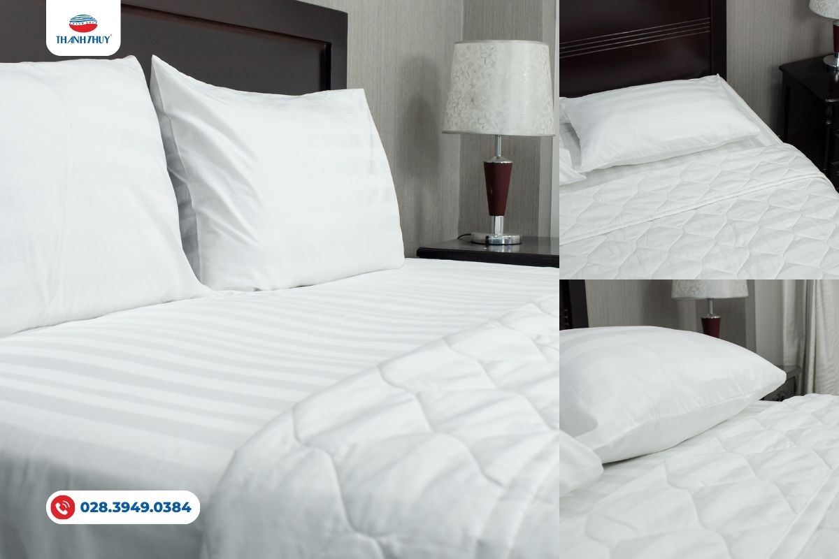 Chăn Ga Khách Sạn 4 Sao: Vì Sao Chất Liệu Quyết Định Chất Lượng Giấc Ngủ? 16 Màu trắng tinh tế của bộ chăn ga giúp tạo vẻ cao cấp cho phòng