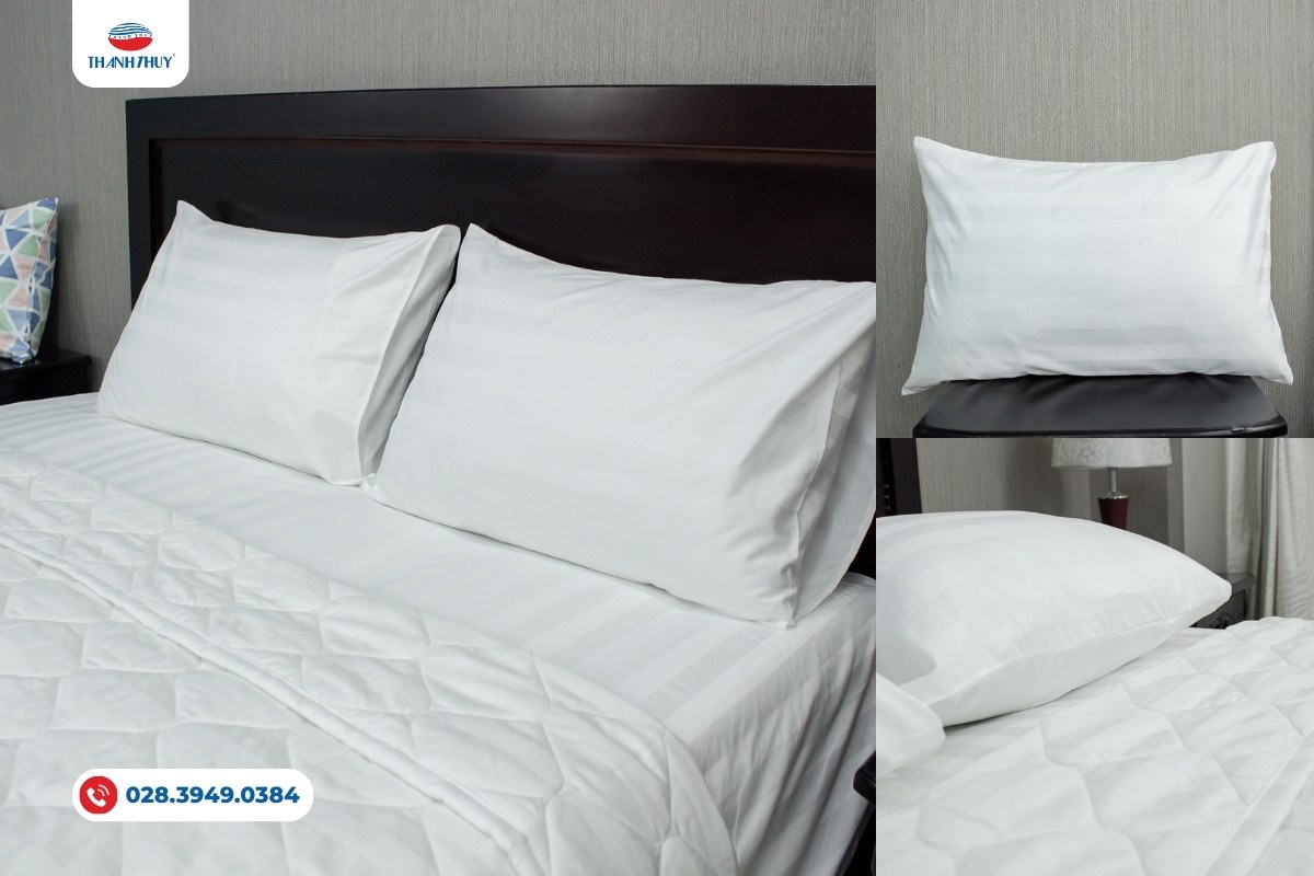 Chăn Ga Khách Sạn 2 Sao Bền Đẹp Phù Hợp Ngân Sách Cho Chủ Khách Sạn 19 Chăn ga gối trắng trơn và trắng sọc