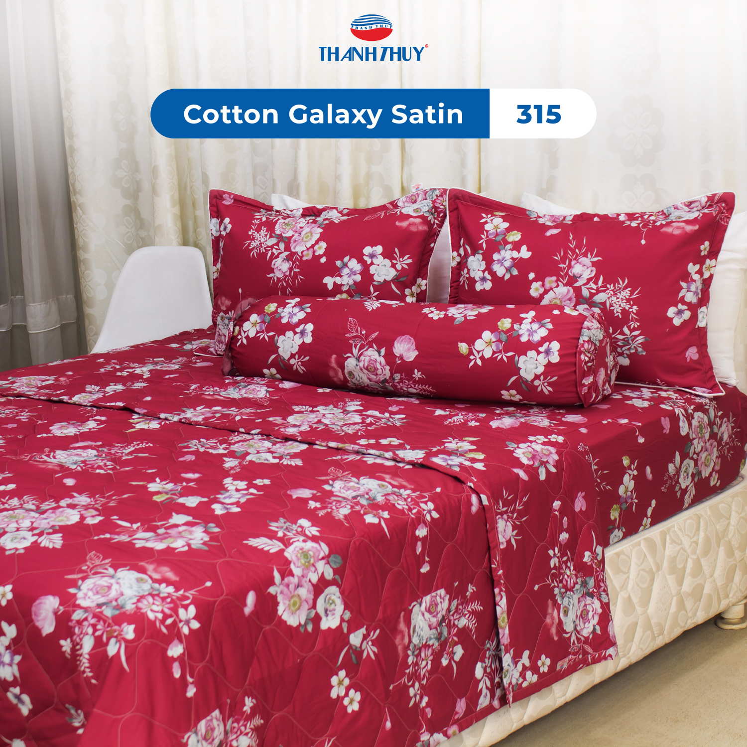 Bộ Chăn Ga Gối 5 Món Galaxy Satin - Cotton Satin Bóng Đẹp, Thượng Lưu
