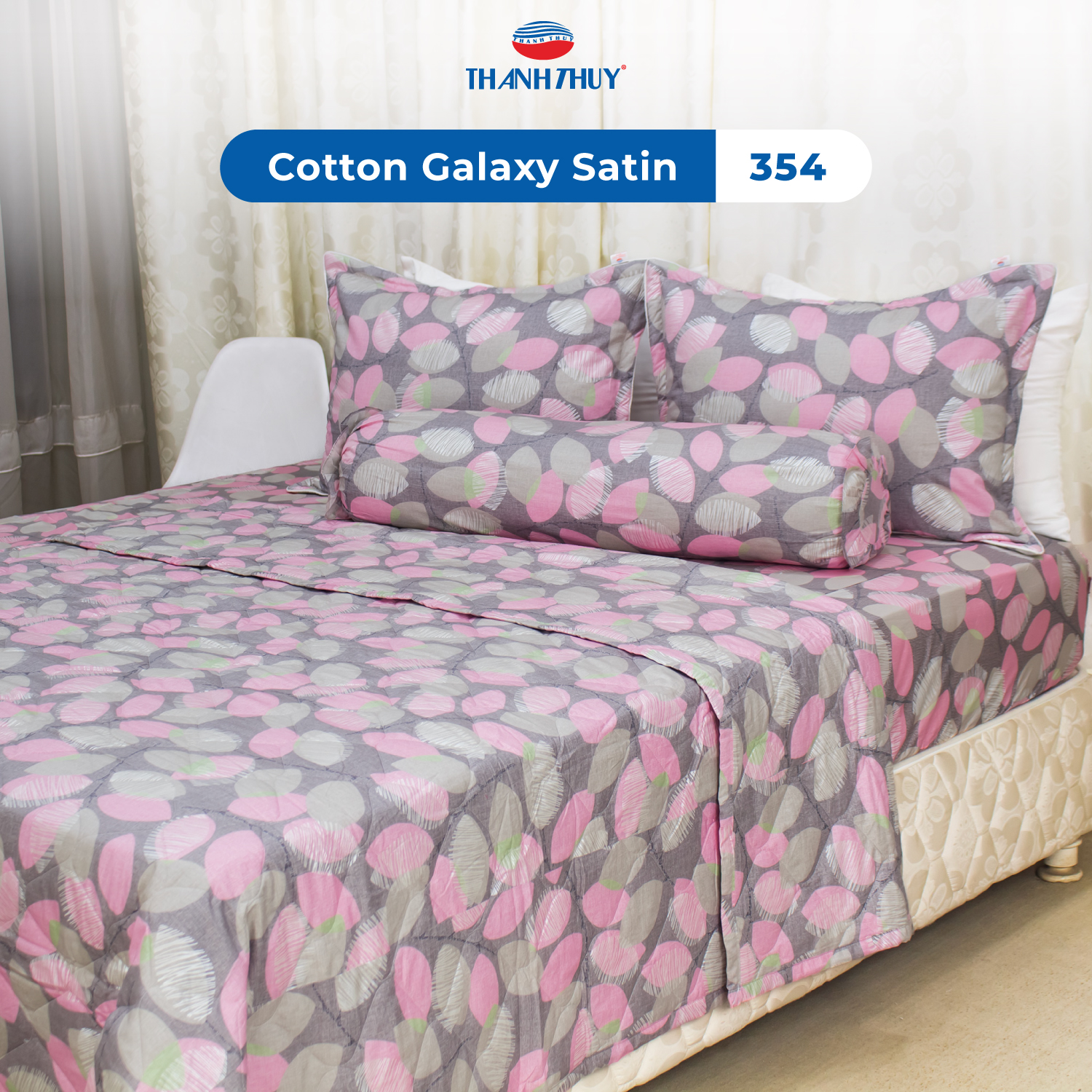 Bộ Chăn Ga Gối 5 Món Galaxy Satin - Cotton Satin Bóng Đẹp, Thượng Lưu