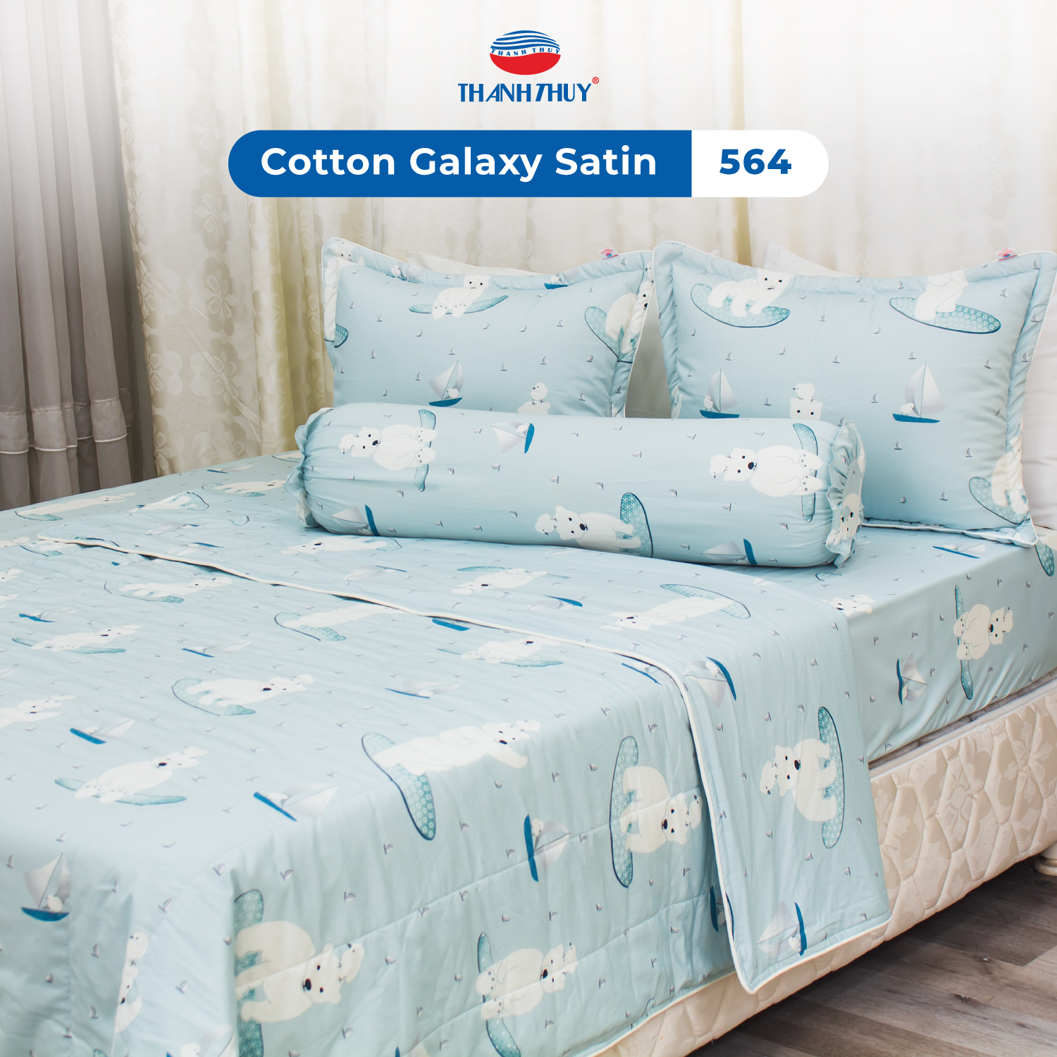 Bộ Chăn Ga Gối 5 Món Galaxy Satin - Cotton Satin Bóng Đẹp, Thượng Lưu