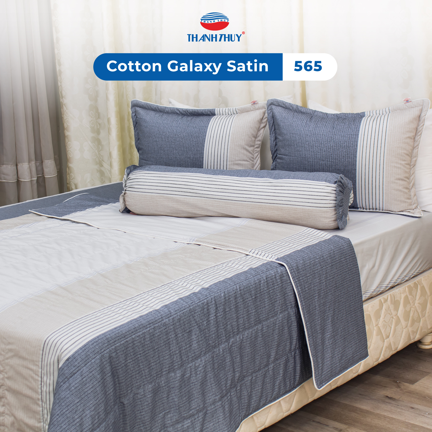Bộ Chăn Ga Gối 5 Món Galaxy Satin - Cotton Satin Bóng Đẹp, Thượng Lưu