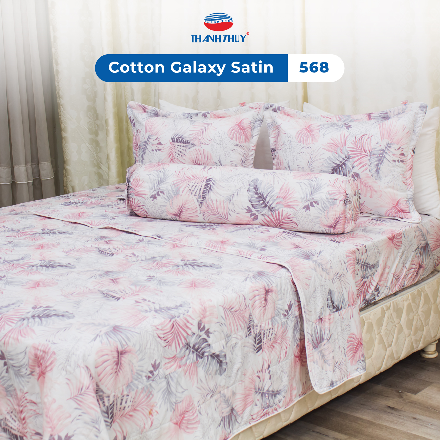 Bộ Chăn Ga Gối 5 Món Galaxy Satin - Cotton Satin Bóng Đẹp, Thượng Lưu