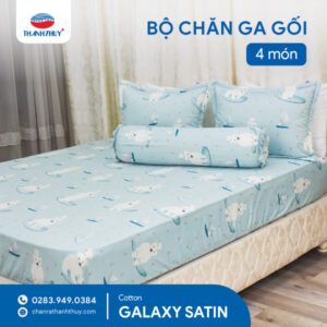Bộ Chăn Ga Gối 4 Món Galaxy Satin - Cotton Satin Bóng Đẹp, Thượng Lưu