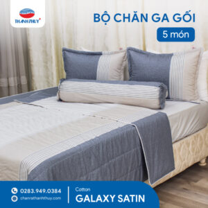 Bộ Chăn Ga Gối 5 Món Galaxy Satin - Cotton Satin Bóng Đẹp, Thượng Lưu