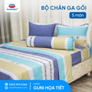 Bộ Chăn Ga Gối 5 món - 100% Cotton Guni Họa Tiết Mềm Mại, Thoáng Mát -  THANH THUY | Mới Ra Mắt