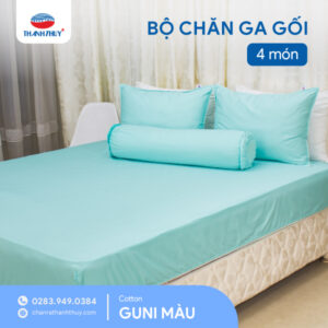 Bộ Chăn Ga Gối 4 món - 100% Cotton Guni Màu Êm Ái, Thấm Hút -  THANH THUY