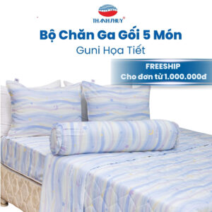 Bộ Chăn Ga Gối 5 món - 100% Cotton Guni Họa Tiết Mềm Mại, Thoáng Mát -  THANH THUY | Mới Ra Mắt