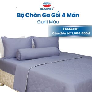 Bộ Chăn Ga Gối 4 món - 100% Cotton Guni Màu Êm Ái, Thấm Hút -  THANH THUY