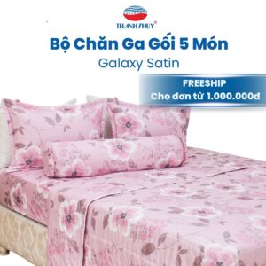 Bộ Chăn Ga Gối 5 Món Galaxy Satin - Cotton Satin Bóng Đẹp, Thượng Lưu