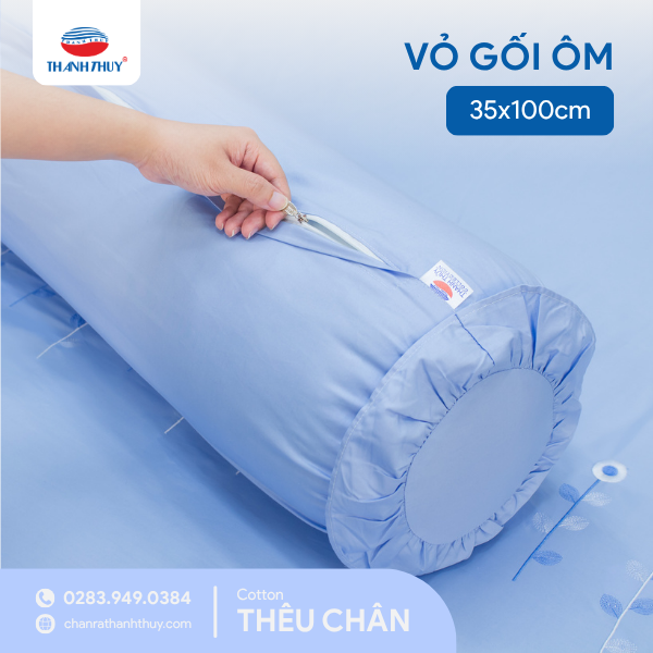 Cotton Thêu Chân_Vỏ Gối Ôm