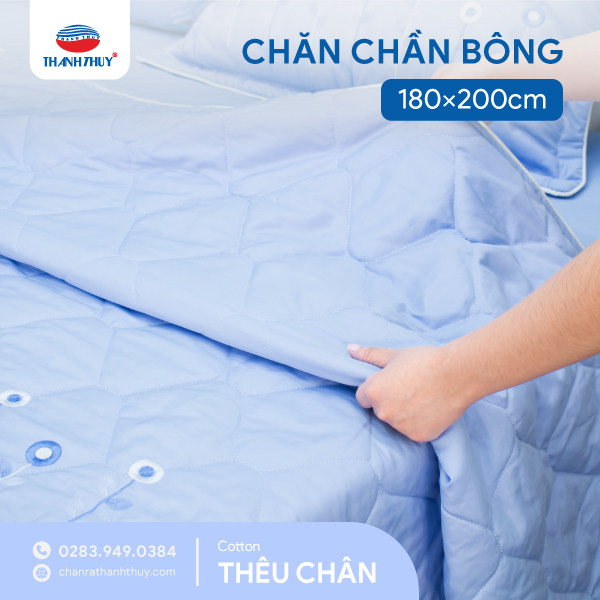 Chăn chần bông cotton thêu chân