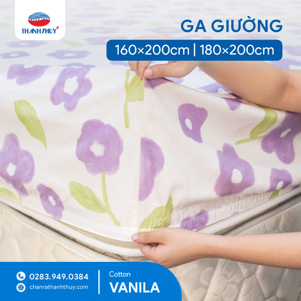 Thumbnail Chăn Ga Gia Đình Cotton Vanila Ga Giường