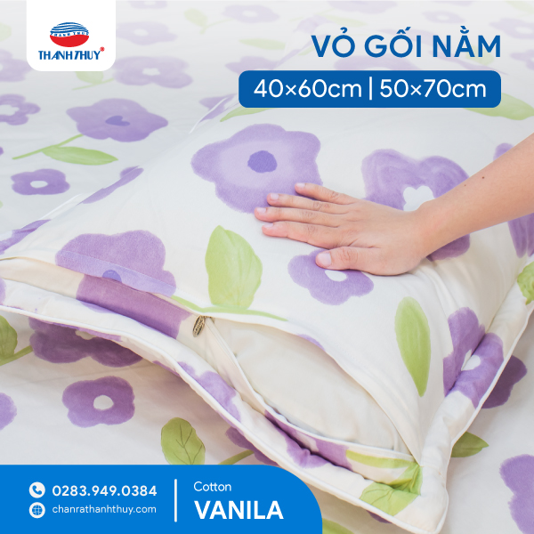 Thumbnail Chăn Ga Gia Đình Cotton Vanila Vỏ Gối Nằm