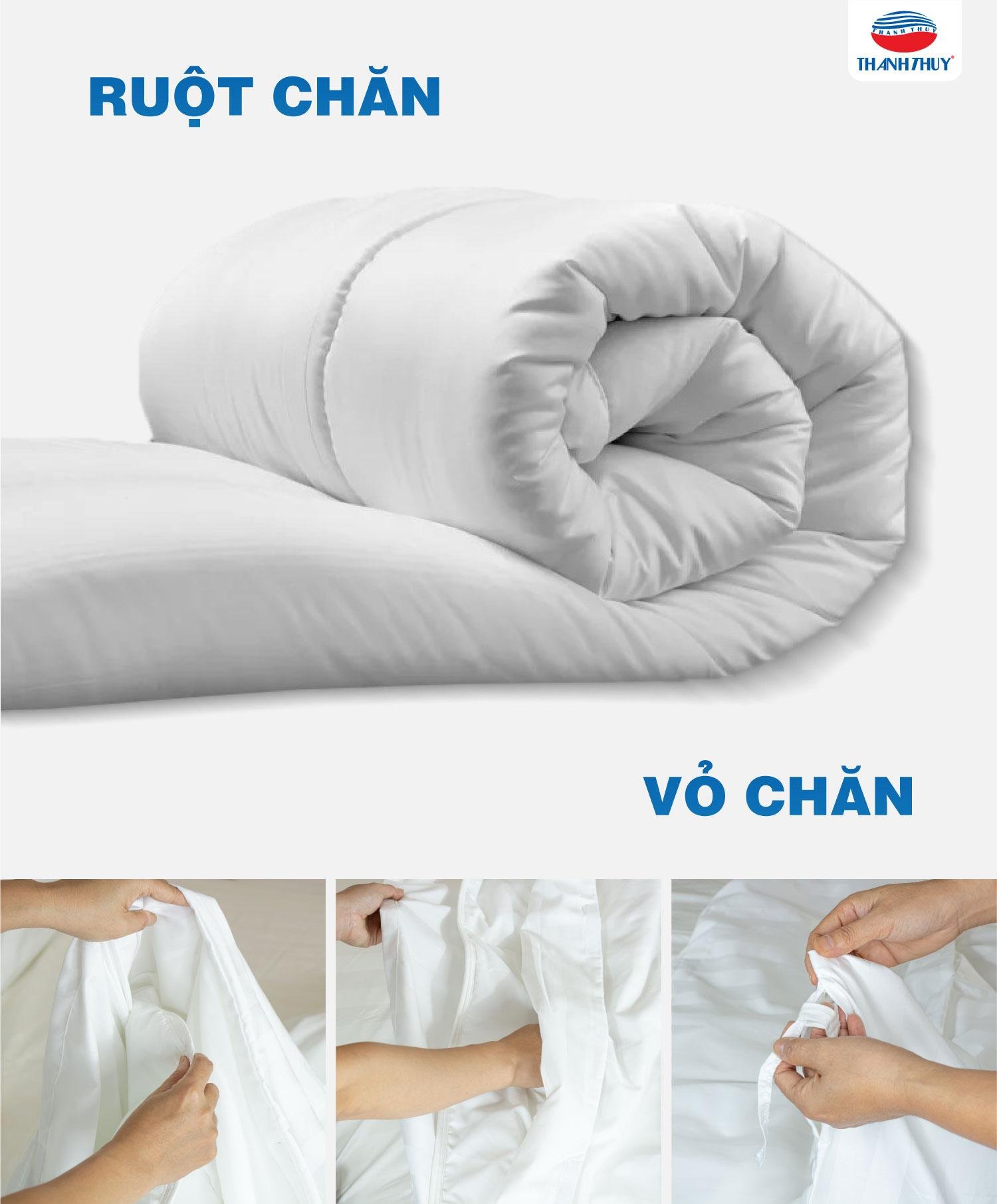 Chăn Ga Khách Sạn: Chăn Ga Gối Đệm Khách Sạn May Tận Xưởng 7 Ruột chăn và vỏ chăn trong bộ chăn ga gối khách sạn
